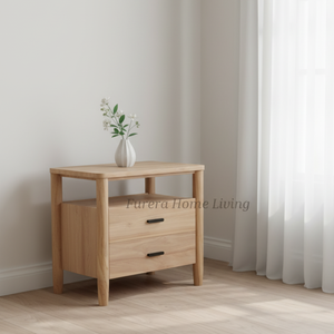 Chevet en teck massif au design personnalisé, deux tiroirs, hauteur réglable pour la maison, l'appartement, l'hôtel, la chambre à coucher, le salon - Product Image 1