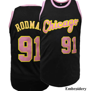 Men's Basketball Jersey Chicago #91 Embroidered Casual Training Tee Breathable Sleeveless <b>Vest</b> Unisex <b>Loose</b> Fitting Tank <b>Top</b> - Product Image 5