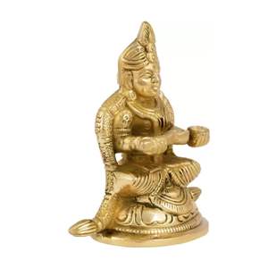 Annapurna Devi estatua Idol Murti religioso decorativo Metal artesanía Showpiece estatuilla pulida con impresión de huecograbado - Product Image 2