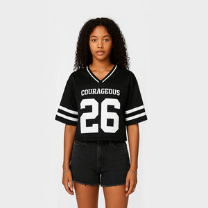 Maillot de football court noir pour femme, style rétro 26, en maille, manches courtes, streetwear - Product Image 2