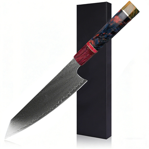 Couteau de cuisine japonais en acier Damas à 67 couches, couteau à viande Kiritsuke, couteau de chef avec manche en bois robuste - Product Image 6