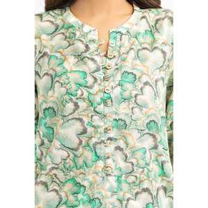 Conjunto de 2 Piezas para Mujer, Estampado Verde, Estilo Casual, Crepé, Talla XS/XS, para Primavera/Verano, Ropa de Oficina - Product Image 3