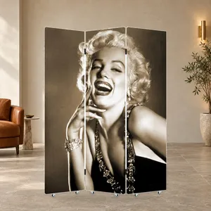 Paravent pliant en toile double face avec portrait sépia de Marilyn Monroe - Product Image 3