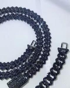 925 Sterling <b>Silver</b> Black Moissanite Cuban Chin Beautiful Black Moissanite Bracelet Making for Hip Hop Jewelry - Product Image 2