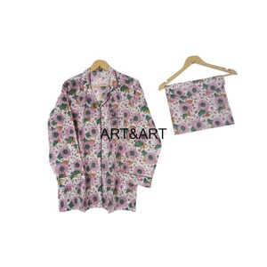 Conjunto de pijama con estampado floral bohemio informal para mujer, ropa de dormir larga de algodón 100%, vestido de talla grande, regalos de invierno, Combo Sexy - Product Image 2