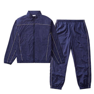 Custom Logo Cotton Tracksuit <b>Men</b> Zip Up Sports Jacket and <b>Joggers</b> Set with Contrast Piping Unisex <b>Cargo</b> Style Overalls Tracksuit - Product Image 1