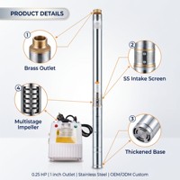 Système de pompe submersible multi-étages haute pression Centro Well Pump 3/4'' avec moteur électrique 0,25 CV
