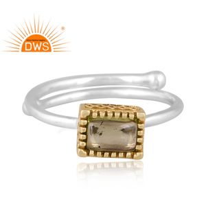 แหวนพลอยเพอริโดธรรมชาติสีเงินสเตอร์ลิง925ทันสมัยสำหรับผู้หญิงแหวนวางซ้อนกันได้สองสี - Product Image 2