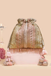 Indian Ethnic Eco-Friendly Durable Polyester Potli Bag for <b>Bride</b> Mehendi Ceremony Handbag Customizable Size Ladiesclutches More - Product Image 4