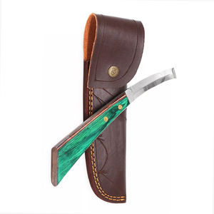 Cuchillo profesional de corte de pezuña de caballo de hoja de acero de doble filo de 7,5 pulgadas con mango de madera y bolsa de cuero - Product Image 2
