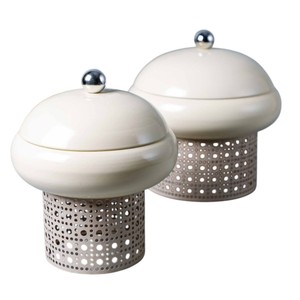 Calentador de Comida Tipo Buffet de Acero Inoxidable de Lujo con Tapa Colgante, Elegante Servidor Redondo Plateado para Catering, Hoteles y Fiestas - Product Image 2