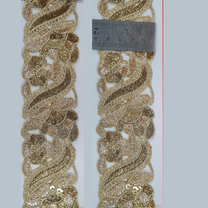 Premium 9 metros tejido bordado Organza tela de encaje diseñador de lujo borde de encaje nupcial Lehenga Saree elegante tradicional - Product Image 3