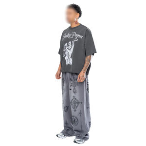 Pantalon de survêtement baggy surdimensionné unisexe avec taille élastique et cordon de serrage 2025 Pantalon de survêtement baggy tendance - Product Image 3