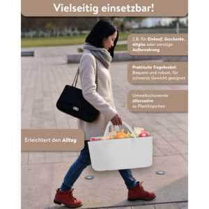 Sac de transport moderne pour bois de chauffage, en toile cirée blanche avec écran pour le rangement et le transport - Product Image 3