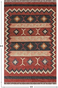 Tissé à la main laine Kilim tapis traditionnel indien Dhurrie tapis bohème extérieur décoratif salon tapis - Product Image 3