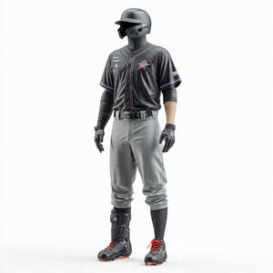 Ensemble de maillots de baseball respirants à manches courtes 100 % polyester avec nom d'équipe, chemise et pantalon - Product Image 3
