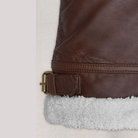 Veste en cuir véritable imperméable et respirante anti-UV pour homme, avec col à revers en fourrure, doublure en sherpa, chaude, marron