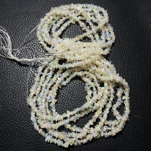 Perles Heishi en opale éthiopienne blanche, percées au centre, en gros, forme irrégulière, ASP GEMS, 4-6 mm, brin de 34 pouces - Product Image 4