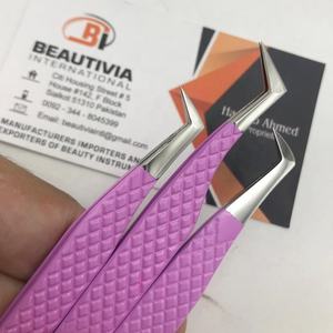 Pince à épiler professionnelle personnalisée en poudre violette pour cils Outil d'extension de cils en acier inoxydable durable - Product Image 3