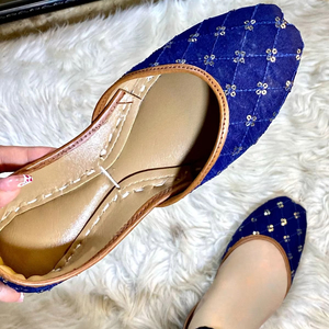 Best Quality Womens Traditional Handmade Blue Color Fancy Khussa Outdoor Wedding Bridal Punjabi <b>Jutti</b> Sandal Multani Khussa - Product Image 1