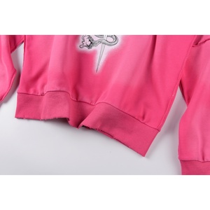 Haute qualité perdu complexité rose délavé fermeture éclair diamant clouté logo imprimé lavage homme et femme à capuche - Product Image 5