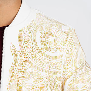 Factory Custom Design Bomber <b>Jacket</b> Streetwear Vintage Embroidery <b>Rhinestone</b> Men Bomber <b>Jacket</b> Customized OEM Service - Product Image 6