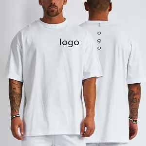 Camiseta de algodão masculina de tamanho grande, logotipo personalizado respirável, camisa de algodão para homens, 100% de algodão