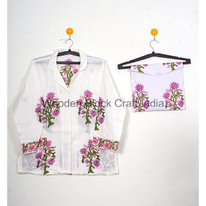 ชุดนอนสตรีแขนยาวผ้าคอตตอนผ้าคอตตอนเนื้อนุ่มระบายอากาศได้ดีดีไซน์ใหม่ - Product Image 2