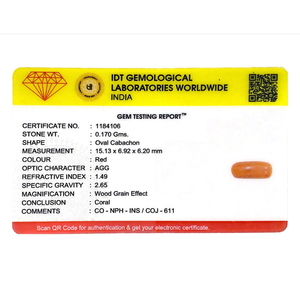 พลอยปะการังสีแดงสังเคราะห์ 0.85 กะรัต คุณภาพสูง ขัดเงา ขนาด 8 มม. สีขาว - Product Image 4