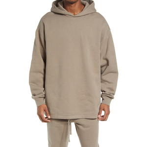 Sweats à capuche unis grande taille en coton mélangé à épaules tombantes pour hommes en stock bonne qualité chaud hiver saison pulls à capuche pour hommes - Product Image 1