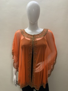 Lux Style <b>Women</b> Clothing Casual T Shirt Blouse <b>Poncho</b> Shrug Soft Net Fabric Free Size Hand Embroidery Work Beach Evening Wear - Product Image 4