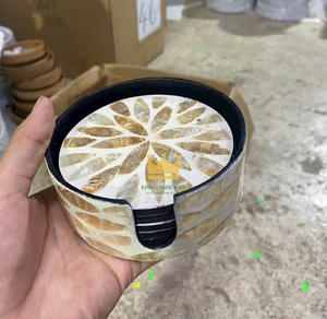 ที่รองแก้วทรงกลมแบบฝังเปลือกหอยมุกสำหรับบนโต๊ะอาหารงานตามสั่งในเวียดนาม - Product Image 2