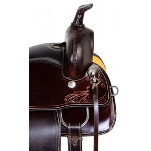 Silla de montar de caballo occidental tipo inglés de diseñador hecho a mano de alta calidad duradera cómoda cuero sintético genuino al por mayor - Product Image 3