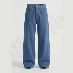 Jeans en denim ample pour hommes en gros 2025, vintage, délavé, respirant, bouton uni, patchwork, printemps, uni, droit, automne - Product Image 1