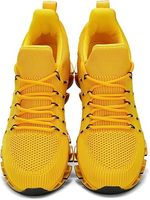 Chaussures de sport personnalisées pour la course à pied, bottes avec soutien amortissant, baskets de jogging, entraînement en salle de sport, couleur jaune, lacets, chaussures de sport tendance