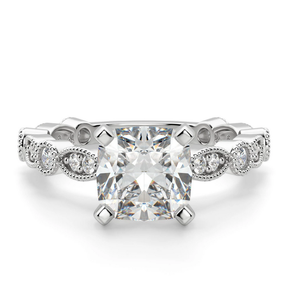 Anillo de compromiso Vintage de moissanita con corte de cojín Anillo de plata esterlina Anillo de diamante de moissanita para mujer Precio a granel - Product Image 1