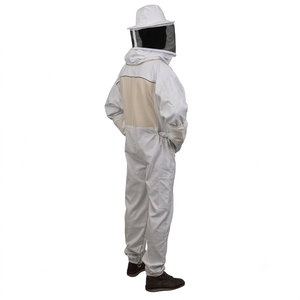 Custom White Beekeeper Work Coverall Protective Cotton <b>Bee</b> <b>Suit</b> with Fencing Veil Breathable Beekeeping Romper - Product Image 6
