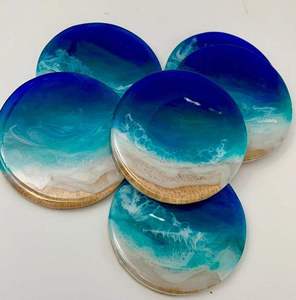 Luxury Classic Square <b>Epoxy</b> Resin Coaster with Eco-Friendly Design for Kitchen & Tabletop Use Customizable Mats & Pads - Product Image 6