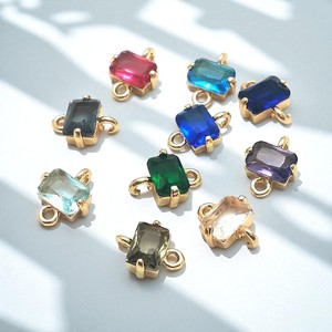 <b>Birthstone</b> Colors Crystal Quartz Rectangle Charms Connector Pendant for Making DIY Jewelry - Product Image 3