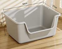 Bac à litière carré en plastique écologique et durable pour chats, capacité 65L, avec pelle, design spacieux pour chats