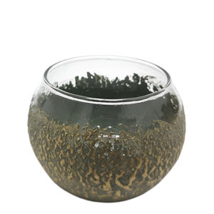 Decoración del hogar Vidrio Votivo Arena Escarcha Anti. Mayorista de fábrica de forma redonda de soporte votivo de acabado de mármol marrón - Product Image 5