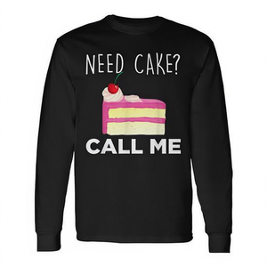 Camiseta de manga larga con diseño divertido 'Need Cake?' Camiseta Promocional de la Panadería Call Me' - Product Image 2