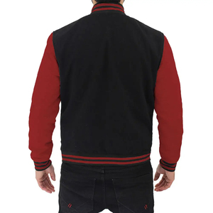 แจ็คเก็ตเบสบอลผ้าฟลีซผ้าฝ้ายมีตัวอักษรเสื้อคลุมไม่มีฮู้ดออกแบบได้ตามต้องการสำหรับผู้ชาย - Product Image 4