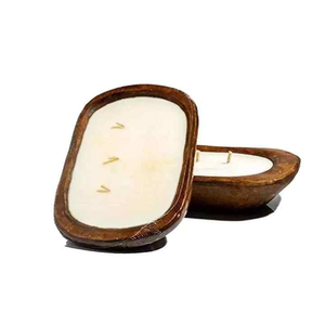 ชามเทียนไม้ทรงวงรีทรงโค้งสำหรับเทียนไส้เทียนหลายไส้เทียนและใช้ตามอารมณ์สบายยาวนาน - Product Image 1