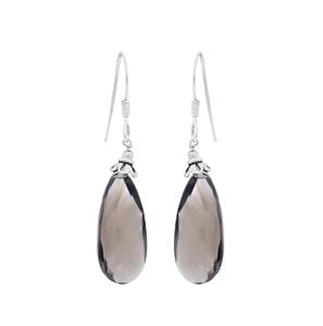 Boucles d'oreilles classiques en argent 925 plaqué or avec pierre en quartz fumé en forme de goutte pour femmes et jeunes filles, idéales pour les fêtes (paire) - Product Image 3