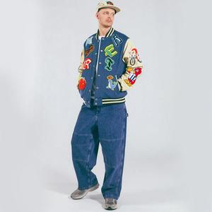 2025 haute personnalisé automne mode en gros blanc varsity vestes col montant côtelé manchette ourlet solide plaine sport - Product Image 4