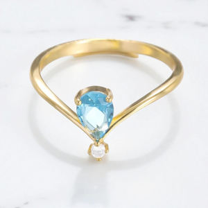 925 Silver Pear Blue Topaz Birthstone <b>Ring</b> - Statement Women <b>Ring</b> Jewelry - Women Handmade Gemstone <b>Rings</b> - Product Image 1