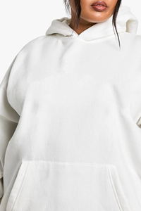 Sweat-shirts streetwear en molleton délavé à l'acide, couleur blanc cassé, design personnalisé, vente en gros, broderie imprimée pour femmes - Product Image 2