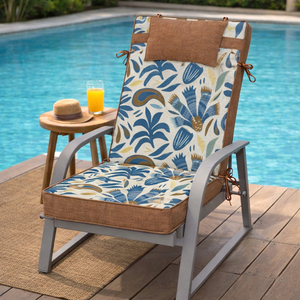 Garden Chair <b>Cushions</b> 120x55x8cm Comfortable Outdoor Pillows & <b>Cushions</b> Lightly Water Repellent Fastening Straps Foam Filling - Product Image 1