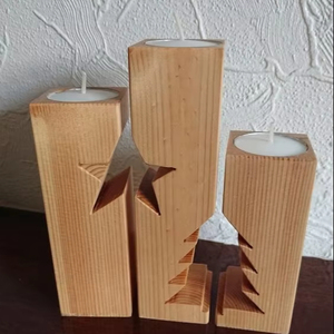 Candelabro de madera artesanal, candelabro de madera único para decoración navideña del hogar, candelabros de madera para sala de estar, centro de mesa - Product Image 4